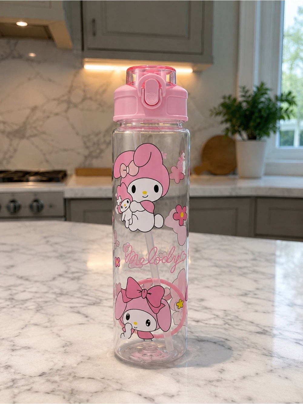My Melody 30 oz Water Bottle with Straw & Carry Strap – Brand New